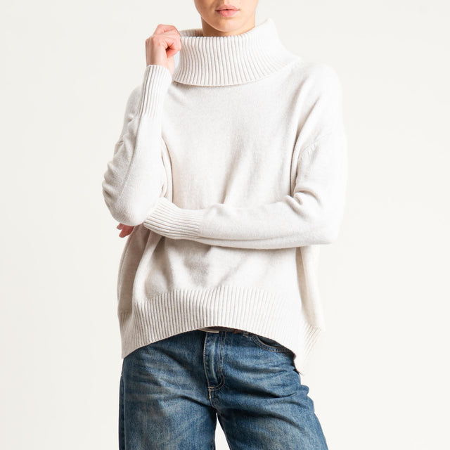 Zeroassoluto-Maglia collo alto - gesso