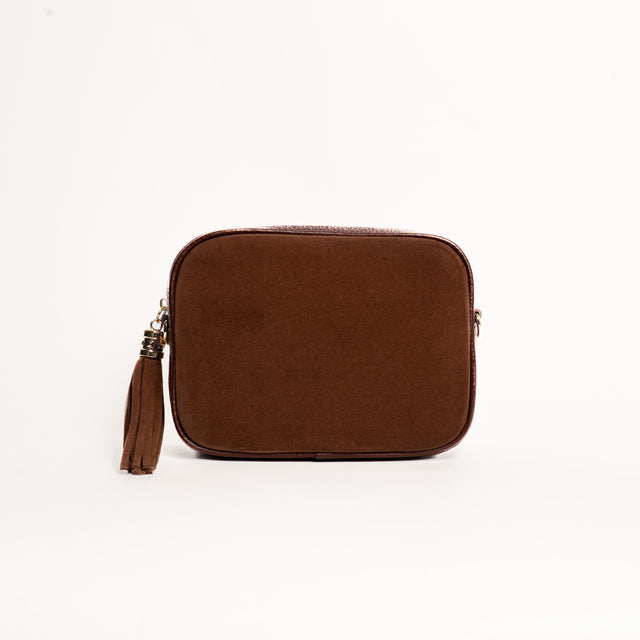 W by whitemood- Borsa scamosciata con nappina - cioccolato