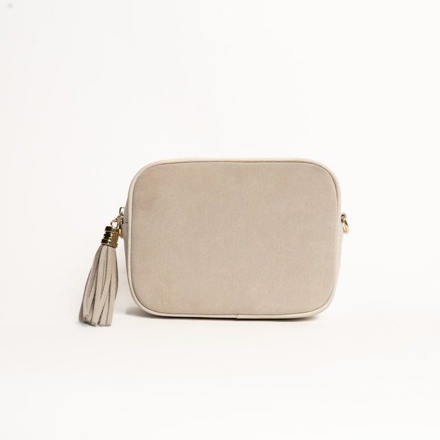 W by whitemood- Borsa scamosciata con nappina - gesso
