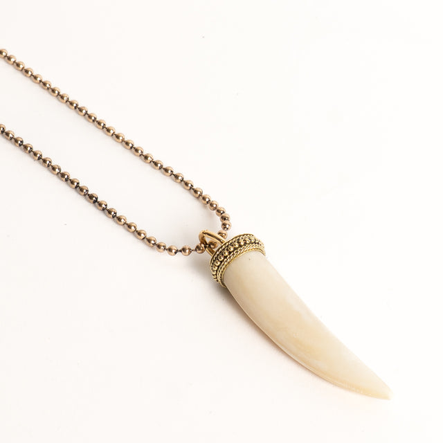 W by Whitemood-Collana catena con corno opaco - gold/avorio