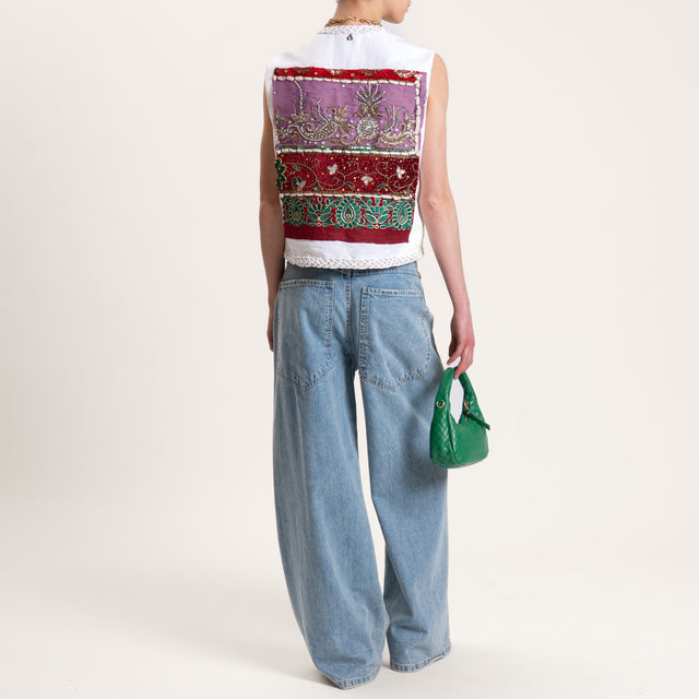 Dixie-Gilet con ricami - bianco/lilla/india