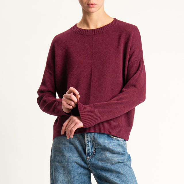 Zeroassoluto-Maglia scatola girocollo riga centrale - Bordeaux
