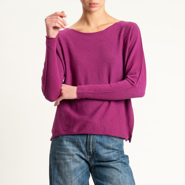 Zeroassoluto-Maglia girocollo spacchi laterali - ciclamino