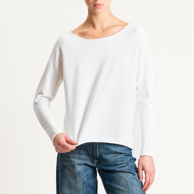 Zeroassoluto-Maglia girocollo spacchi laterali - panna