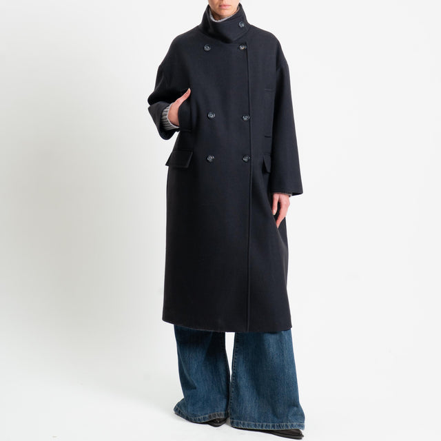 Vicolo-Cappotto doppio petto misto lana - nero