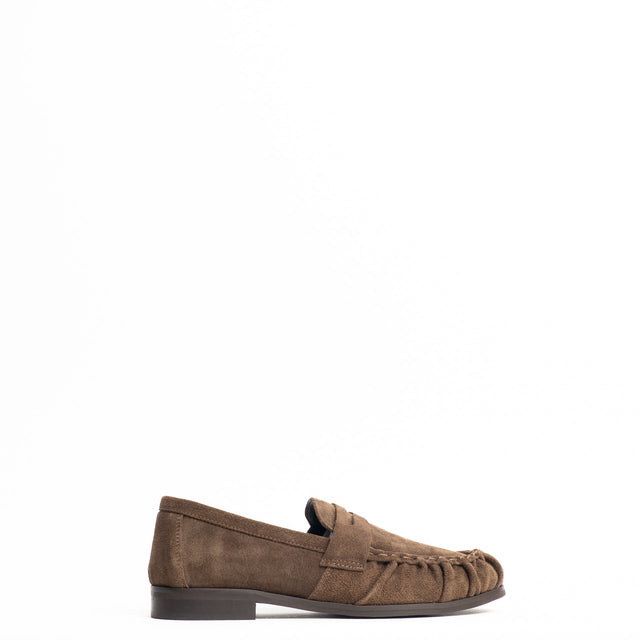 Ovyé-Mocassino effetto suede - moro