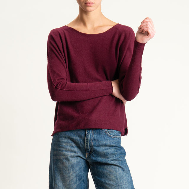 Zeroassoluto-Maglia girocollo spacchi laterali - Bordeaux