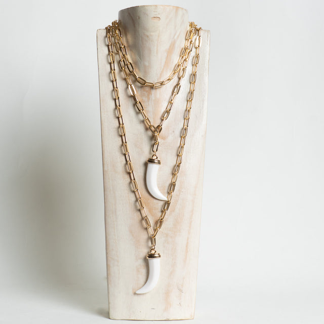 W by Whitemood-Collana catene con corno - gold