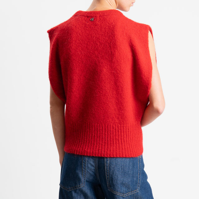 Dixie-Maglia smanicata misto alpaca - rosso