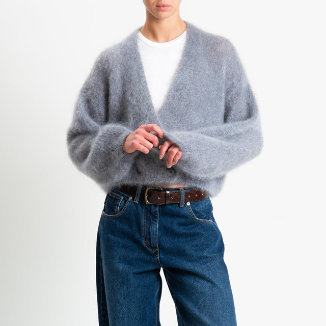 Dixie-Cardigan mohair chiusura asimmetrica - grigio