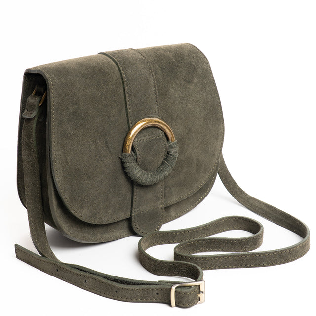 W by Whitemood - Suede Tolfina with buckle - military green