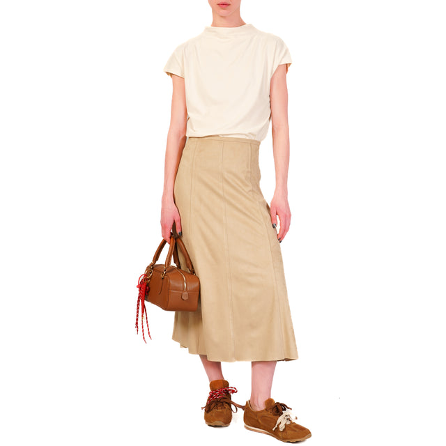 Tensione in-Gonna longuette effetto suede - sand