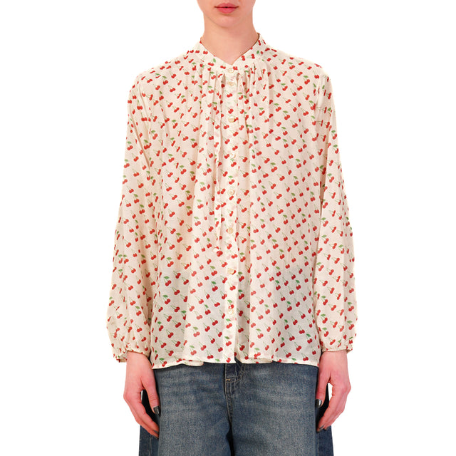 Dixie-Camicia mussola fantasia cherry - burro/rosso