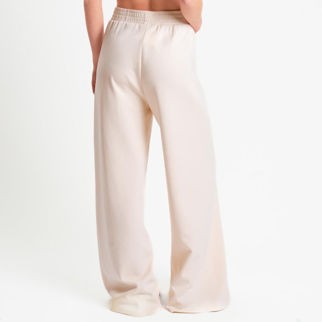 Tensione in-Pantalone wide leg elastico in vita - avorio
