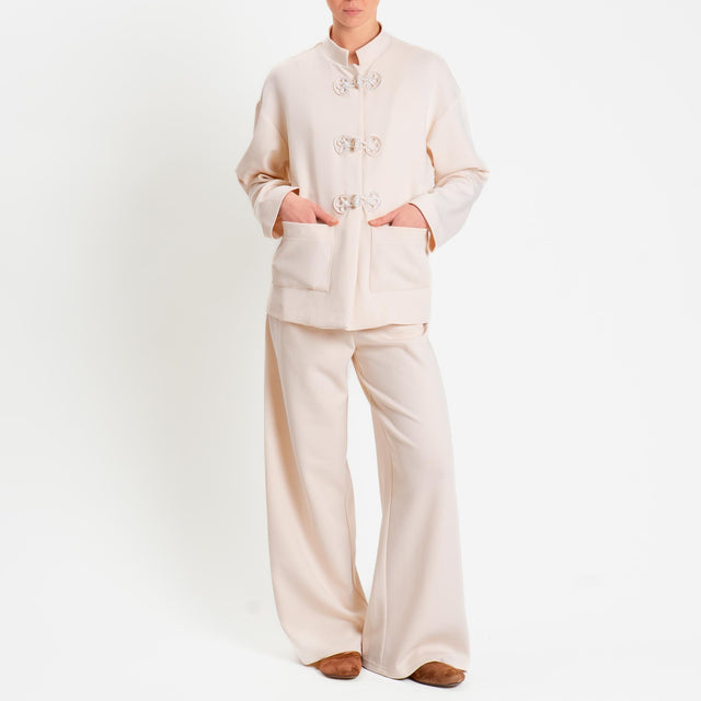 Tensione in-Giacca mandarin con tasche - panna