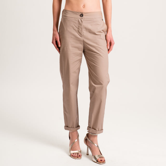 Souvenir-Pantalone popeline elastico dietro - safari