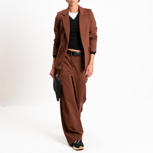 Zeroassoluto-Giacca JENNY punto milano con spalline - choco
