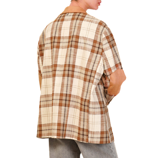 Dixie-Giacca over quadri - beige/burro/cuoio