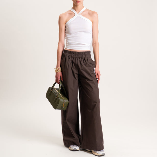 Souvenir-Pantalone popeline wide leg - cioccolato