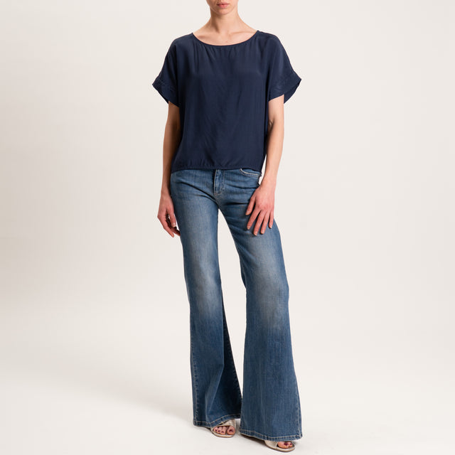 Zeroassoluto-Blusa scatolina 100% viscosa - blu