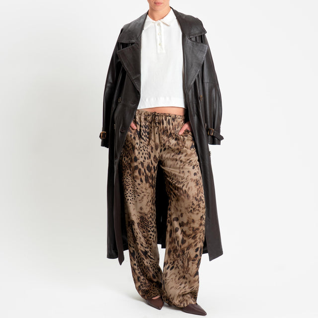 Souvenir-Pantalone maculato con coulisse - beige/nero