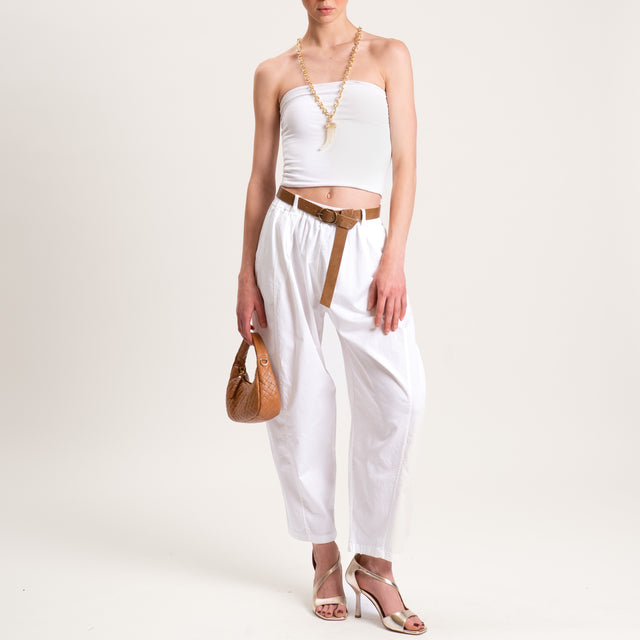 Motel-Pantalone balloon tela leggera cotone elasticizzato- panna