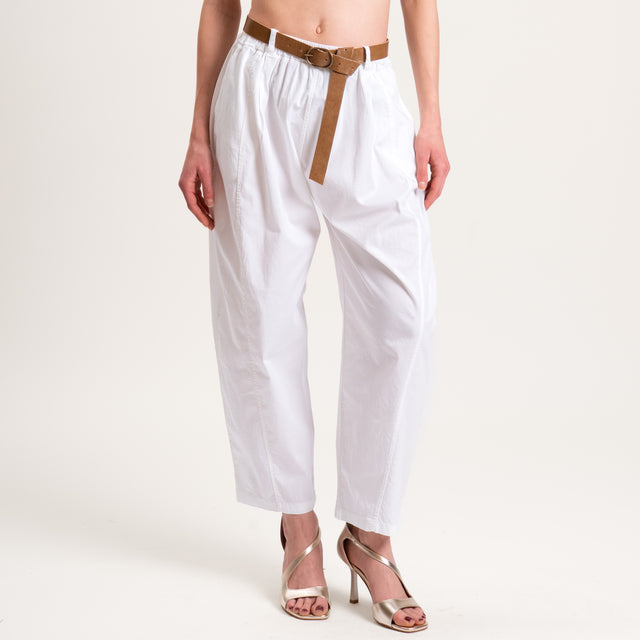 Motel-Pantalone balloon tela leggera cotone elasticizzato- panna