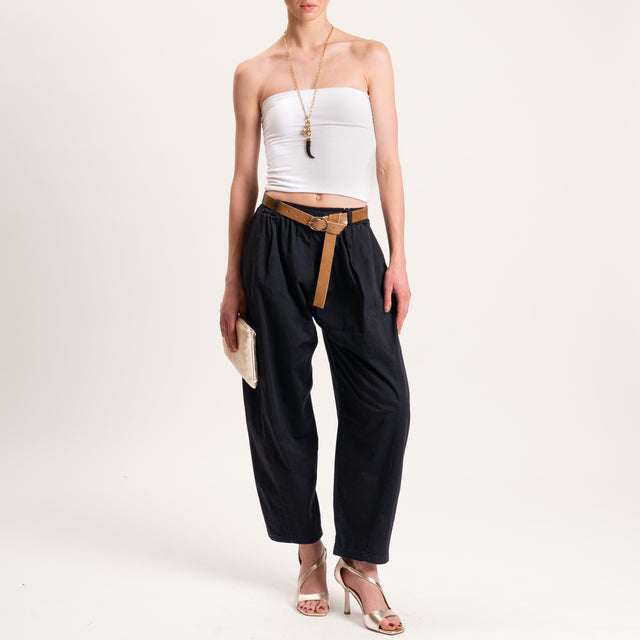Motel-Pantalone balloon tela leggera cotone elasticizzato - nero