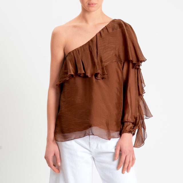 Dixie-Blusa monospalla misto seta - bruciato