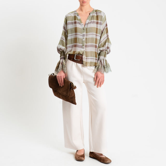 Tensione in -Camicia quadri garza di viscosa - militare/choco