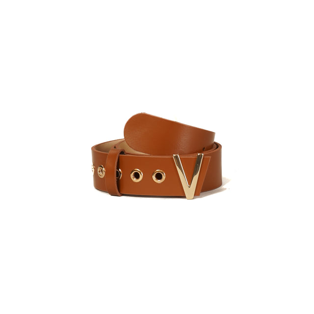 Vicolo-Cintura in pelle con occhielli dorati - cuoio