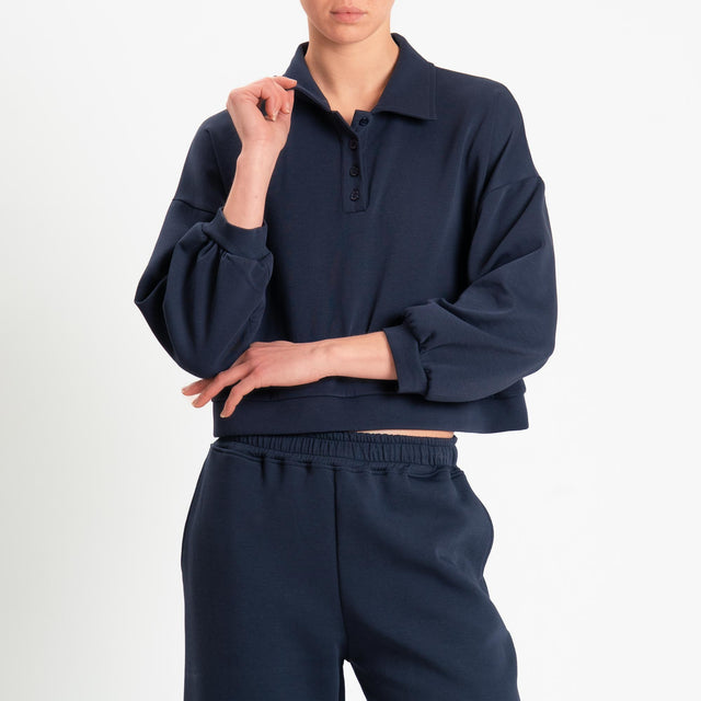 Haveone-Felpa collo polo - blu