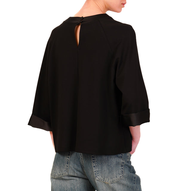 Imperial-Blusa punto milano manica 3/4 - nero
