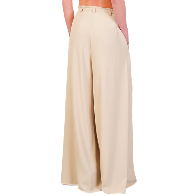 Imperial-Pantalone crêpe con pinces - gesso