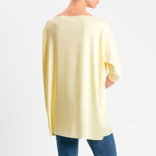 Vicolo-T-shirt over taglio vivo in jersey - yellow