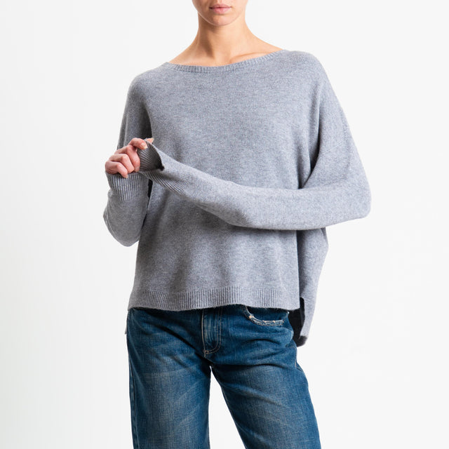 Haveone-Maglia girocollo bordi a coste - grigio