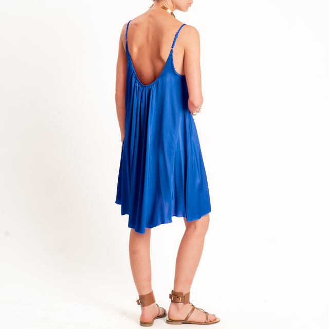 Motel-Abito corto satin bretelle regolabili - bluette