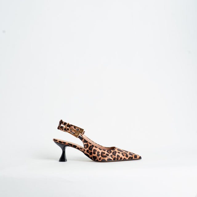 Divine Follie-Slingback animalier con tacco - beige/nero