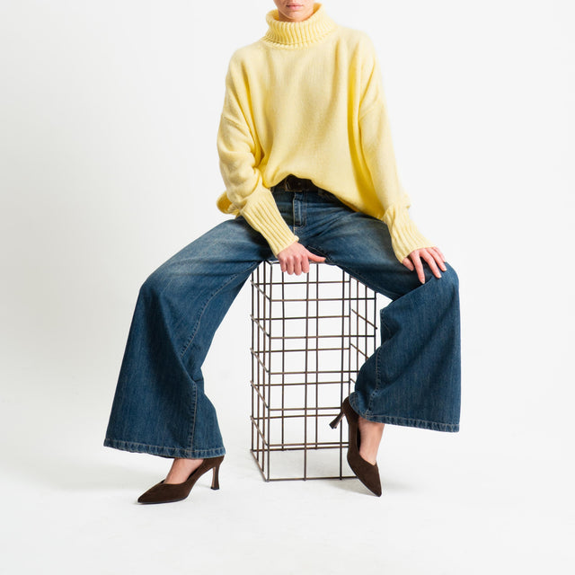 Motel-Maglia collo alto a scatola misto lana - yellow