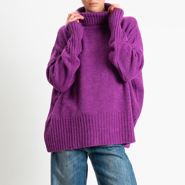 Motel-Maglia collo alto a scatola misto lana - purple