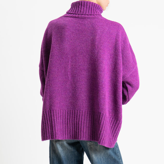 Motel-Maglia collo alto a scatola misto lana - purple