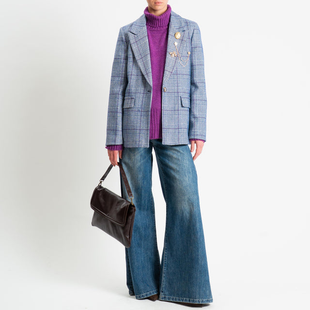 Vicolo-Giacca fantasia misto lana con spille - principe di galles latte/blu/red