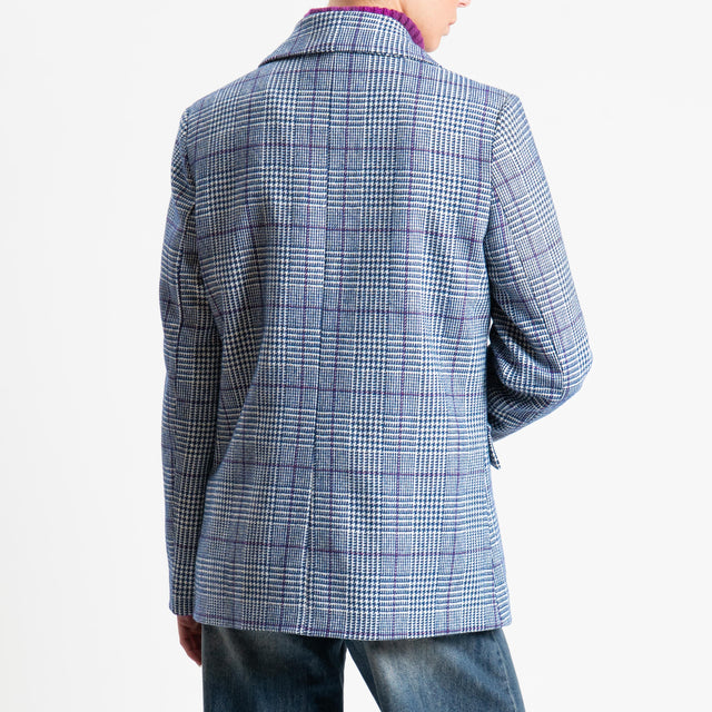 Vicolo-Giacca fantasia misto lana con spille - principe di galles latte/blu/red