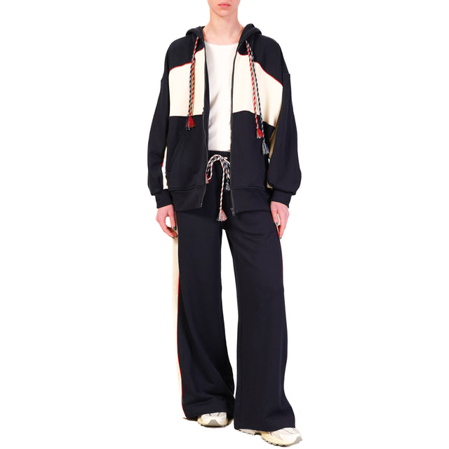Pantalones deportivos con cordón ajustable - azul/crema