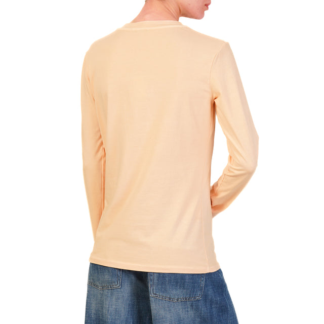 Zeroassoluto-T-shirt girocollo cotone elasticizzato - melon