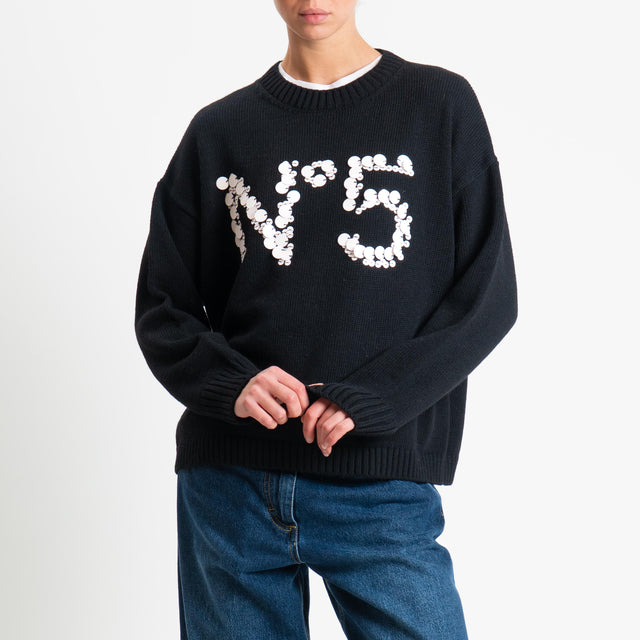 Tensione in-Maglia maxi paillettes n5 - Nero