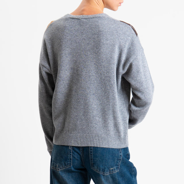 Tensione in-Cardigan rombi misto cashmere - grigio/moro/camel