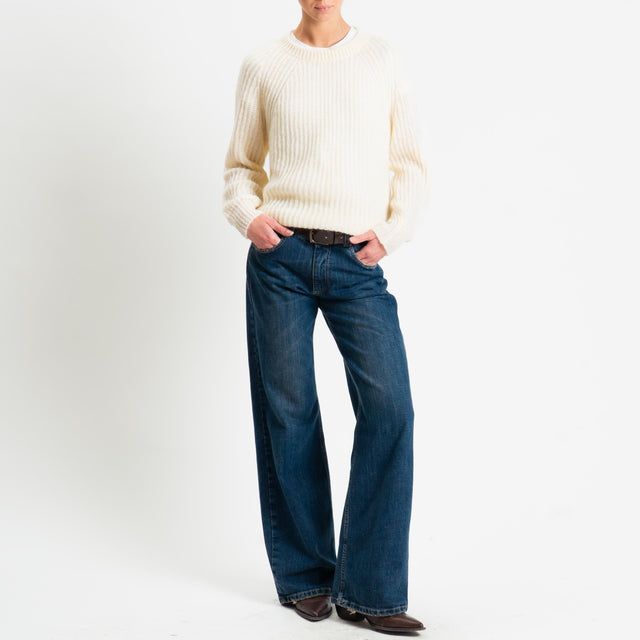 Vicolo-Maglia mohair coste inglesi - panna