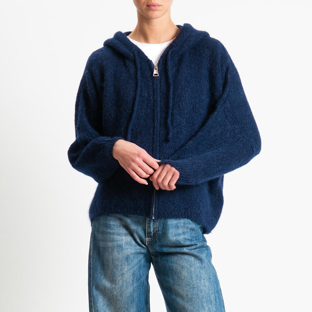 Dixie-Maglia misto lana con cappuccio - blu