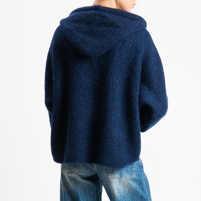 Dixie-Maglia misto lana con cappuccio - blu